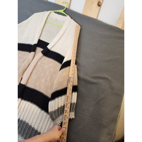 Umgee Long Duster Sweater Open Front Cardigan Tan Cream Black Stripe Womens‎ 1XL - Picture 6 of 10